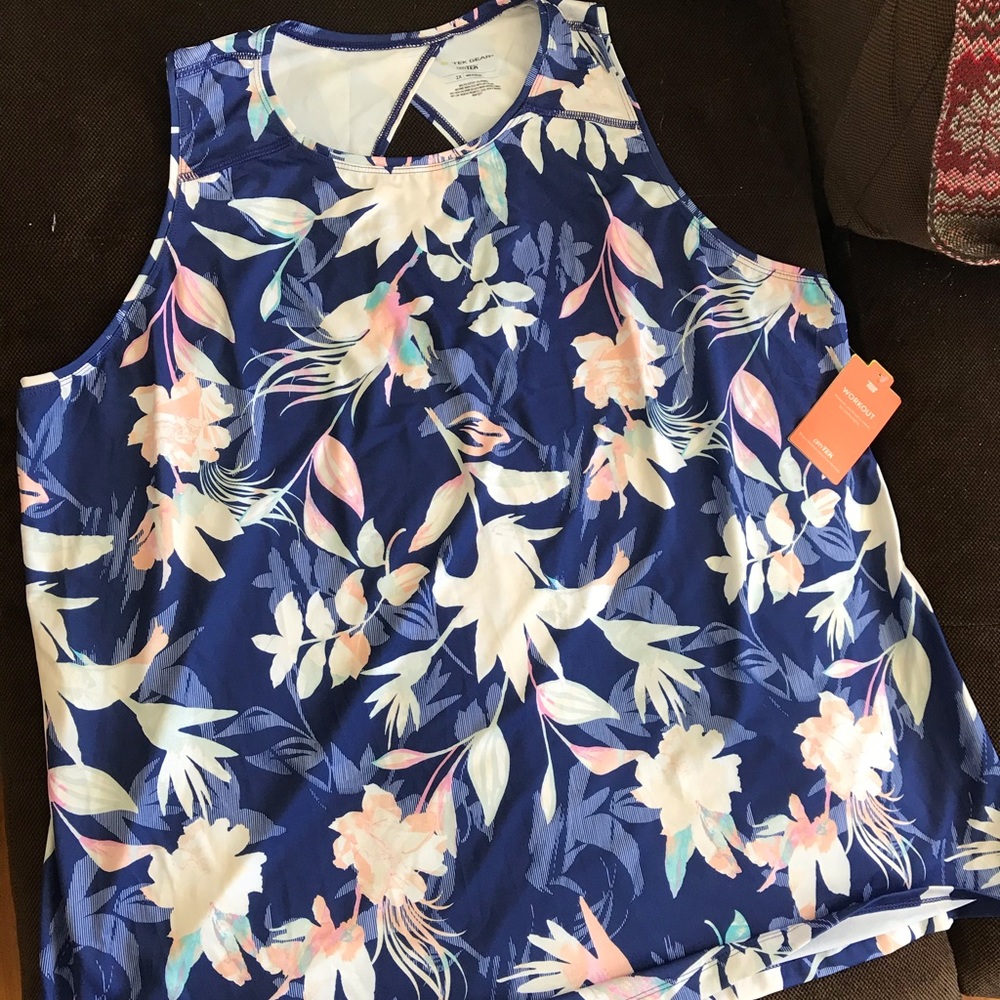 Tek Gear Blue Floral Workout Tank